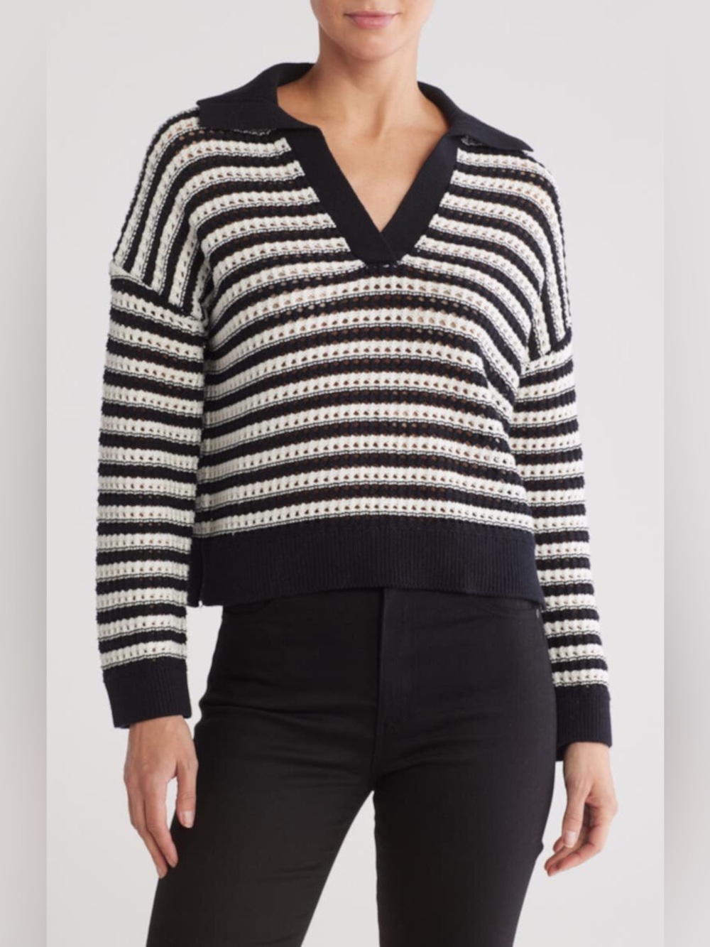 Industry Republic Clothing Stripe Sweater Minimalist Capsule Wardrobe V Neck M